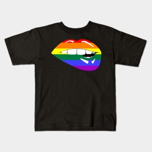 Pride Flag Lips Shirt LGBTQ Gift Kids T-Shirt